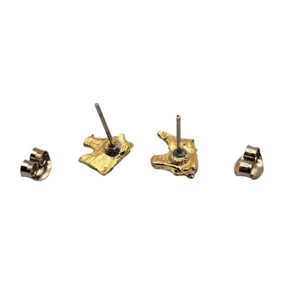 Pierced Dainty Horse Face Earrings Minimalist Small Studs Gold Tone Western - Picture 9 of 9